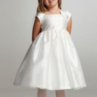 Ball Gown Square Neck Knee-length Taffeta Bowknot Flower Girl Dress