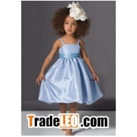 A-line Spaghetti Straps Knee-length Taffeta Flower Girl Dress