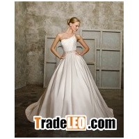 Ball Gown One-shoulder Chapel Train Taffeta Beading Bowknot Wedding Dress