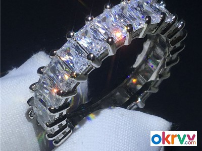 Choucong Top Selling Never Fade Sparkling Luxury Jewelry 925 Sterling Silver Princess Cut White Topa图4