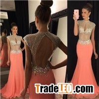 Stunning High-Neck Crystal Prom Dresses 2017