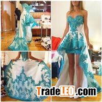 Glamorous Sweetheart Hi-Lo Cocktail Dress Lace Appliques Prom Gown
