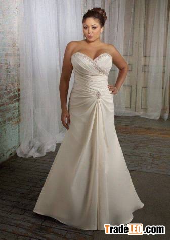 Elegant Trumpet Mermaid Sweetheart Sweep Train Satin Plus Size Wedding Dress