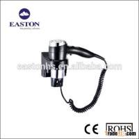 Black two heat setting hotel bathroom wall mounted hair dryer 1600W