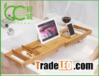 Bamboo Scalable Serving Tray Organizer bathtub caddy