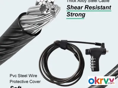 Universal Laptop Security Locks, Laptop Locking Cable with Combination,6.6ft Steel Anti-Theft Comput图4