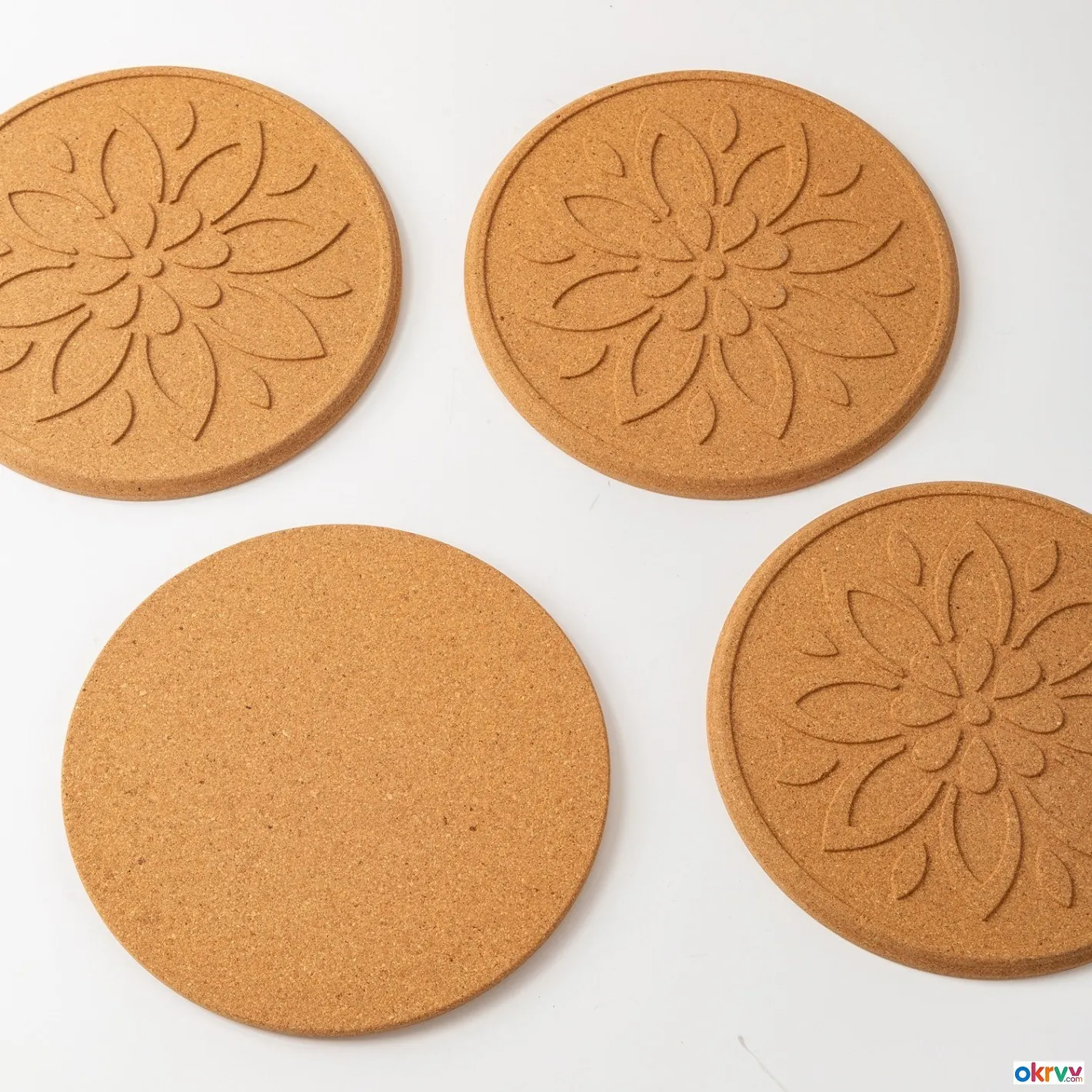 Environmentally Friendly Embossed Cork Coasters Heat-resistant, Slip-resistant Heat-insulating