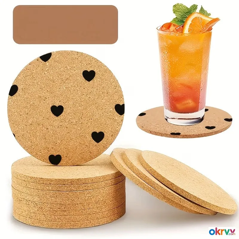 3x100 MM Cork Coaster Home Gift Anti-Scald and Heat-Resistant Cup Pad