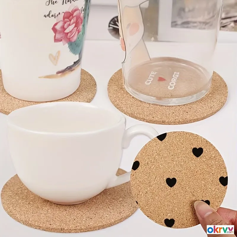 3x100 MM Cork Coaster Home Gift Anti-Scald and Heat-Resistant Cup Pad