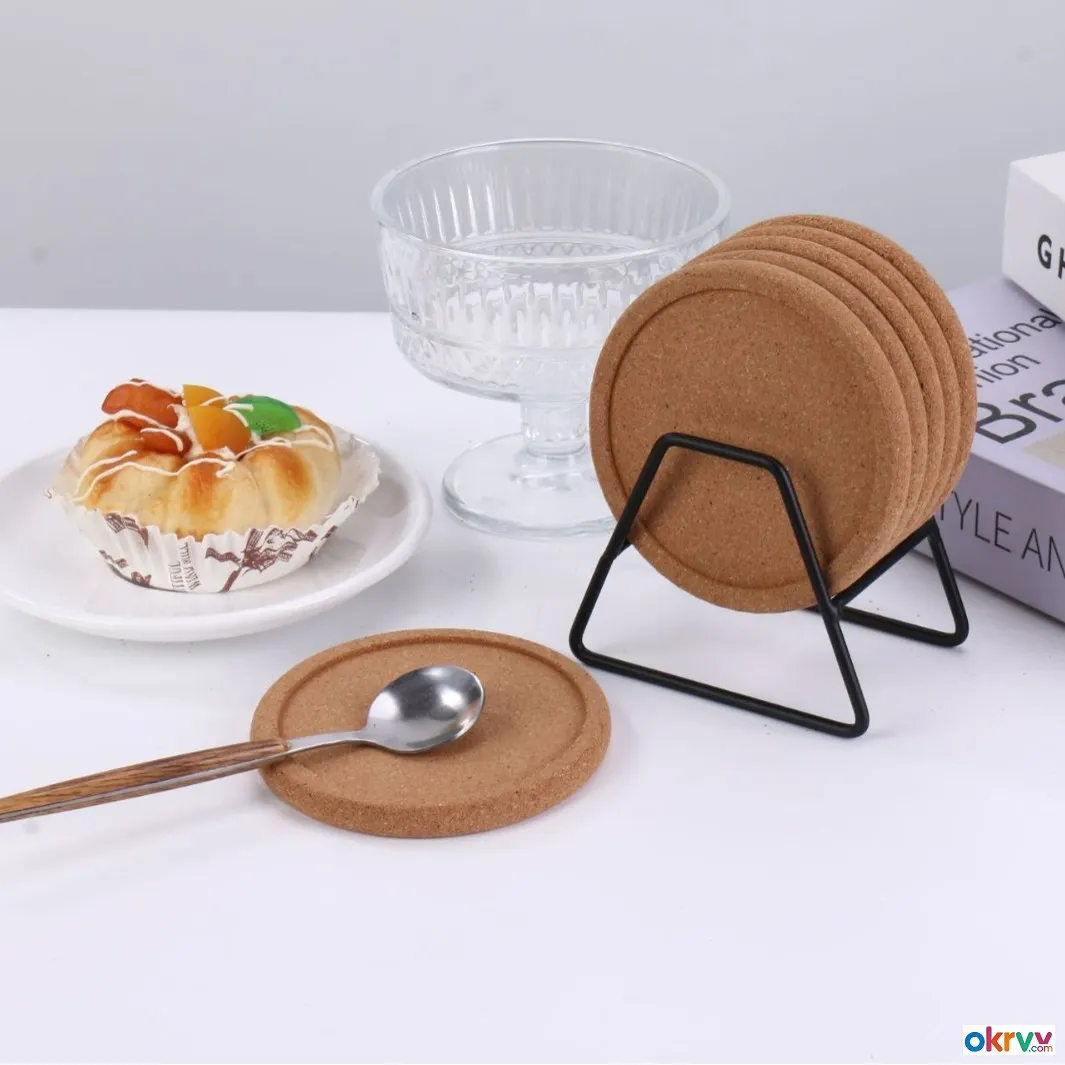 Concave‑Shaped Composite‑Cork Coasters Heat Resistant Anti‑Slip Drink Coasters