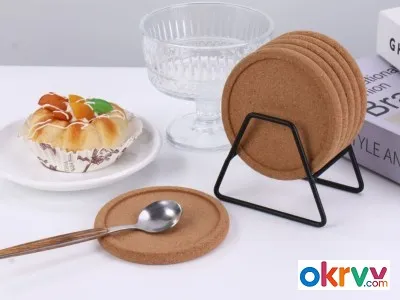 Concave‑Shaped Composite‑Cork Coasters Heat Resistant Anti‑Slip Drink Coasters图3