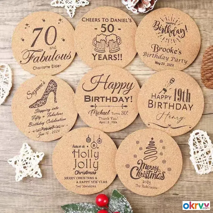 Nordic Style Cork Coaster Wedding Coaster Guest Gift Souvenir Holiday Decoration Insulation Pad