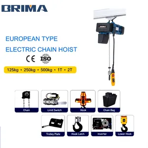Brima European Design 125kg 250kg 500kg 1 Ton 2 Ton 3m Electric Chain Hoist for Assembly Workshop