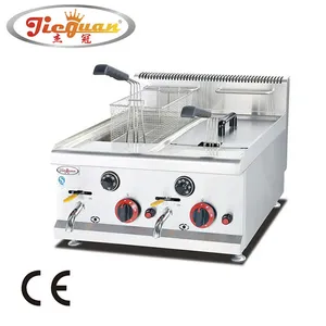 14L+14L Table Top Stainless Steel French Fries Machine 2 Tank 2 Basket Commercial Potato Chip F...