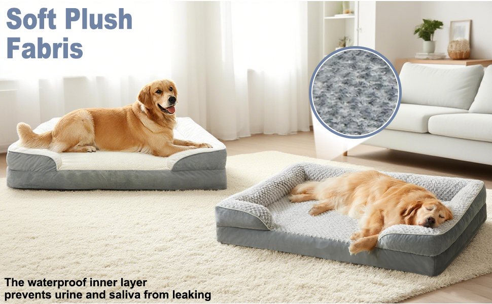 Orthopedic Memory Foam Dog Bed Waterproof Lining Removable Cover