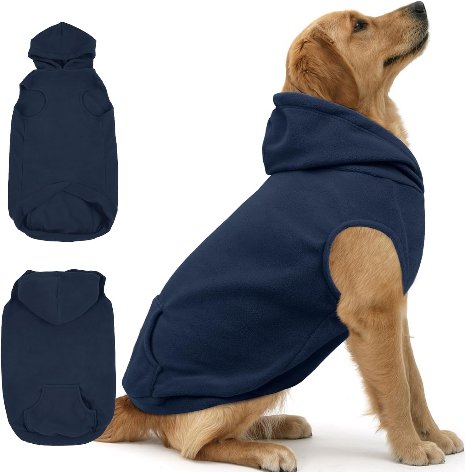 Winter Dog Hoodie Warm Fleece Pet Sweatshirt with Leash Hole