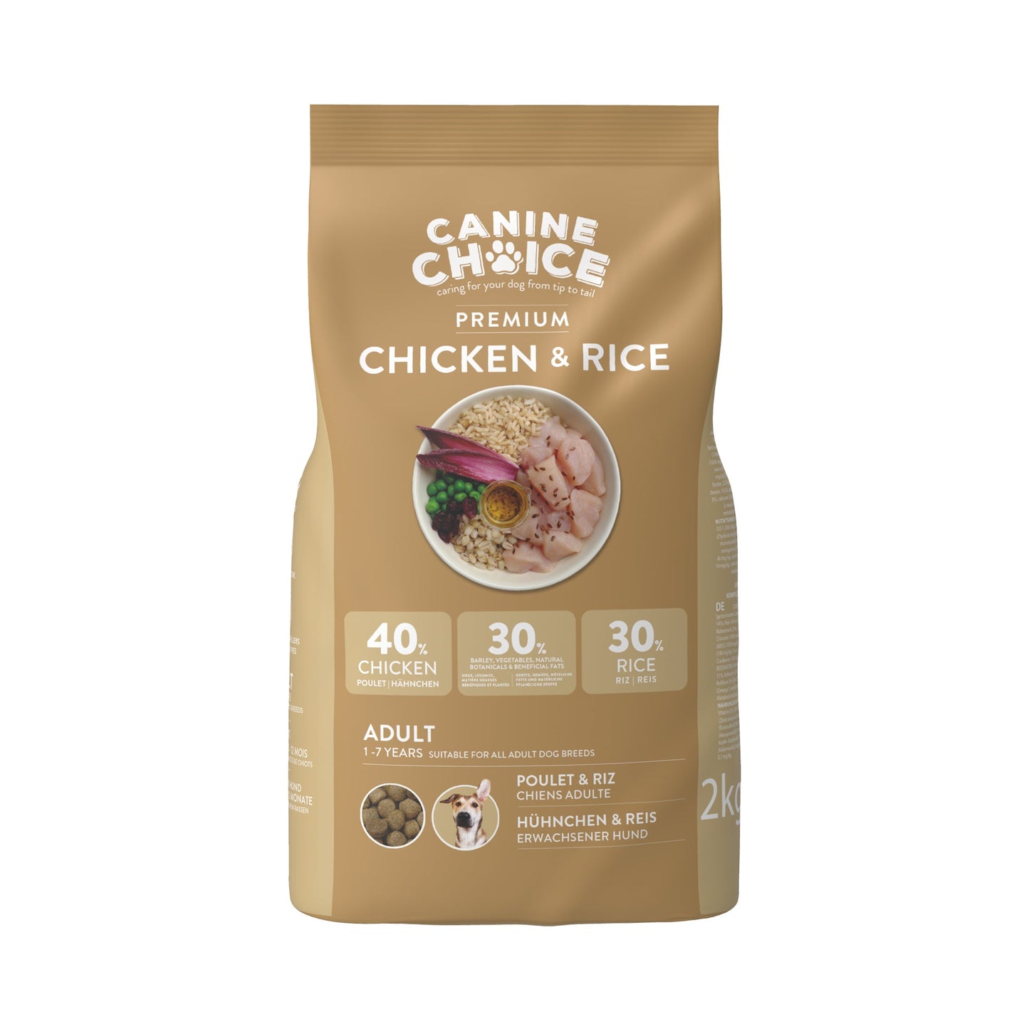 Premium Dry Dog Food Adult All Breeds High Protein Chicken Rice Formula