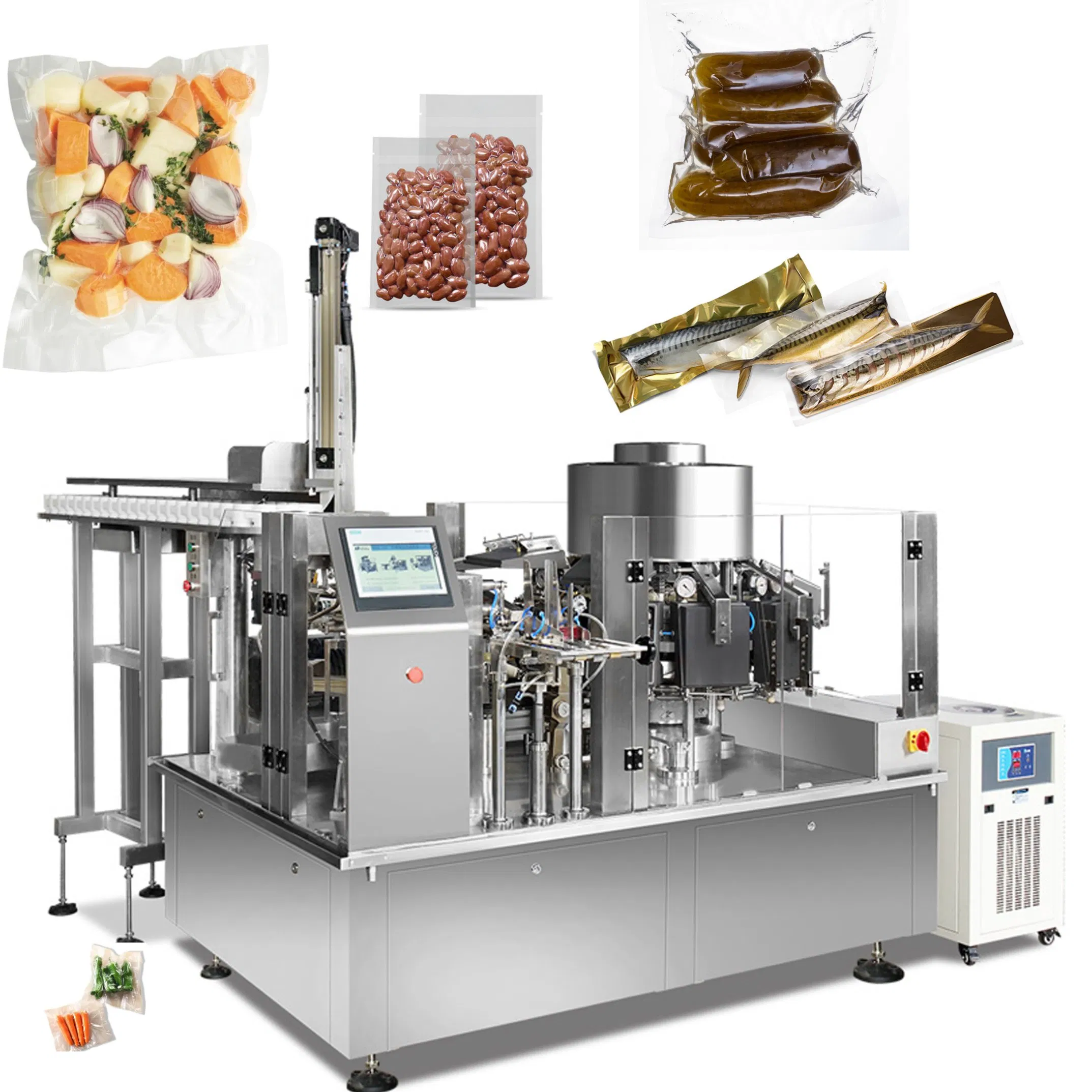 Automatic Rotary Pouch Vacuum Packaging Machine 8 Station Food Packer