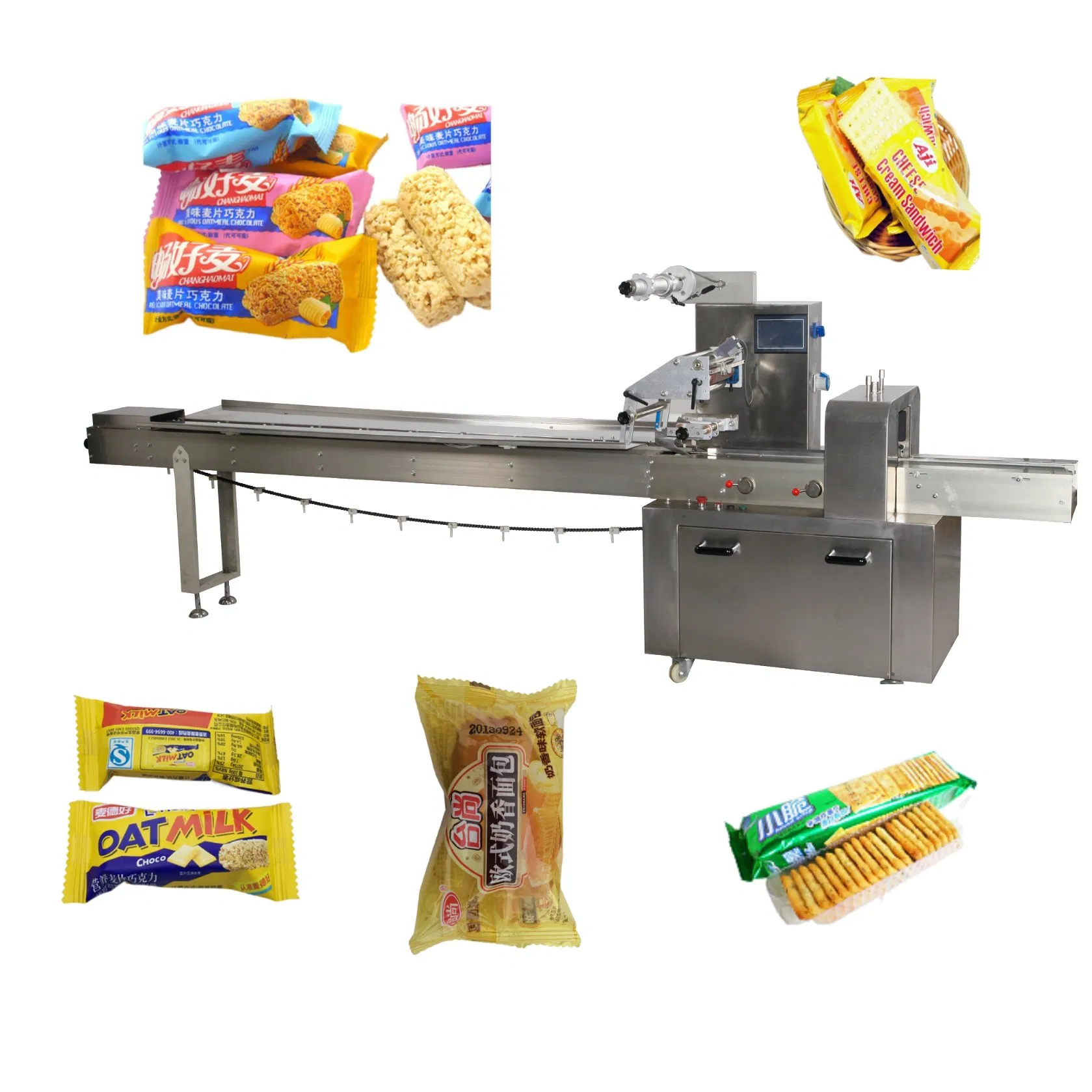 Automatic Horizontal Pillow Packing Machine Flow Wrapper for Food Products