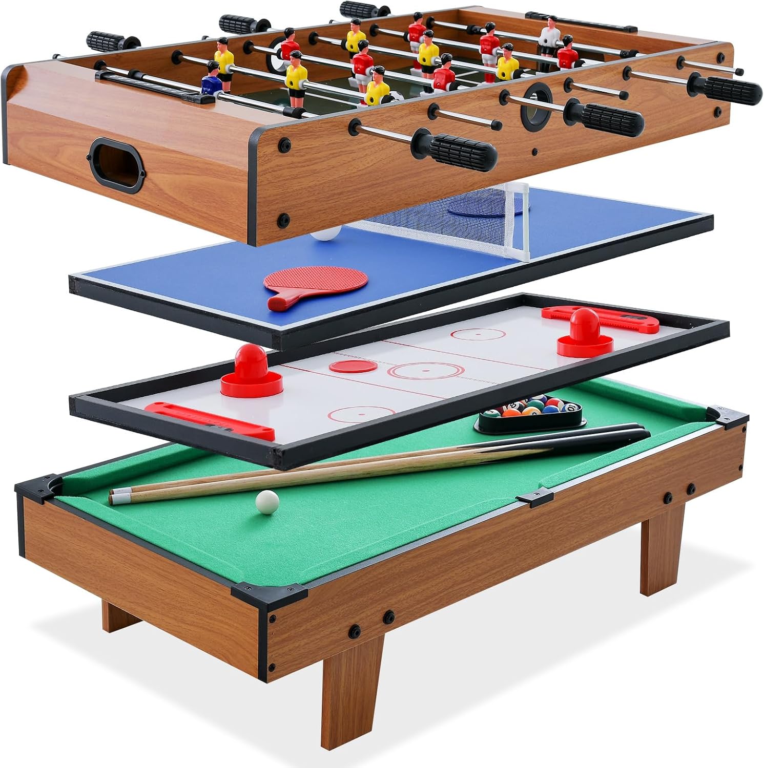 Multi Game Table 4 in 1 Billiard Table Tennis Air Hockey Foosball Combo
