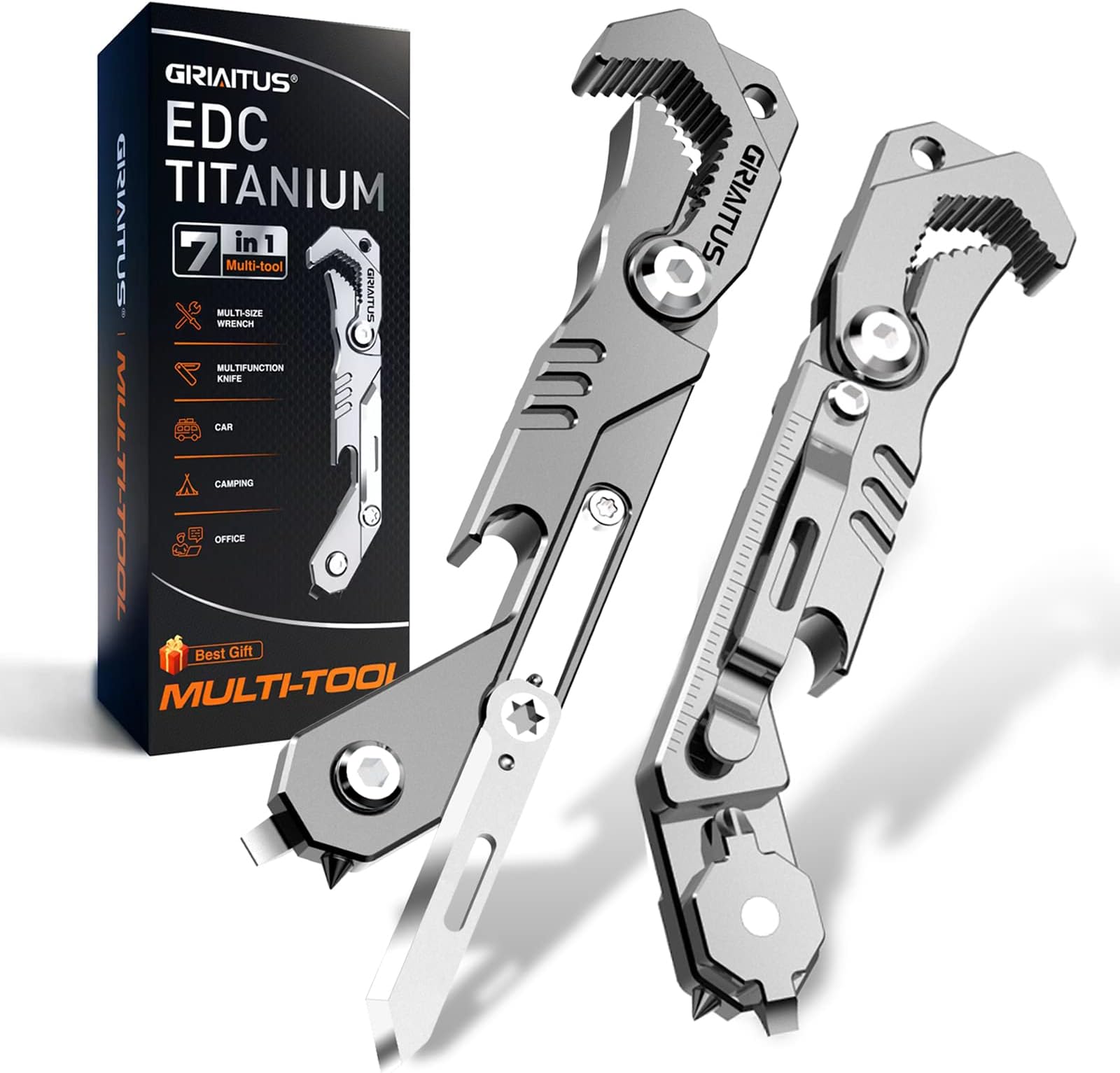 EDC Survival Camping Hiking Travel Gear Pocket Multi Tool Pry Bar with Wrench Screwdriver