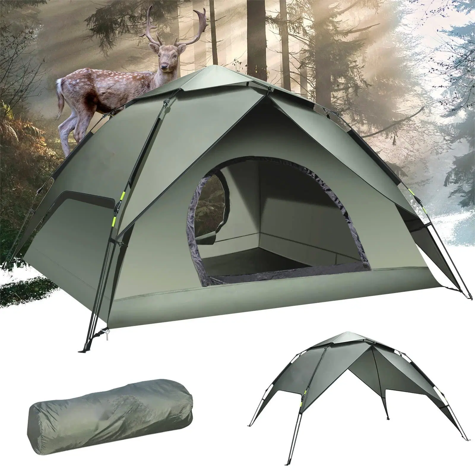 Instant Pop Up Tent Double Layers Automatic Tent 8 Person Outdoor Cabin Camping Tent
