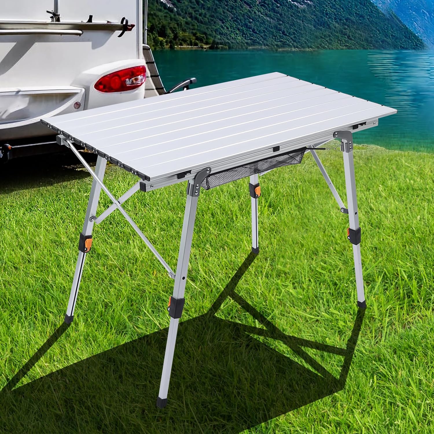 Folding Camping Table Portable Aluminum Roll Up Table with Carry Bag for Outdoor Picnic