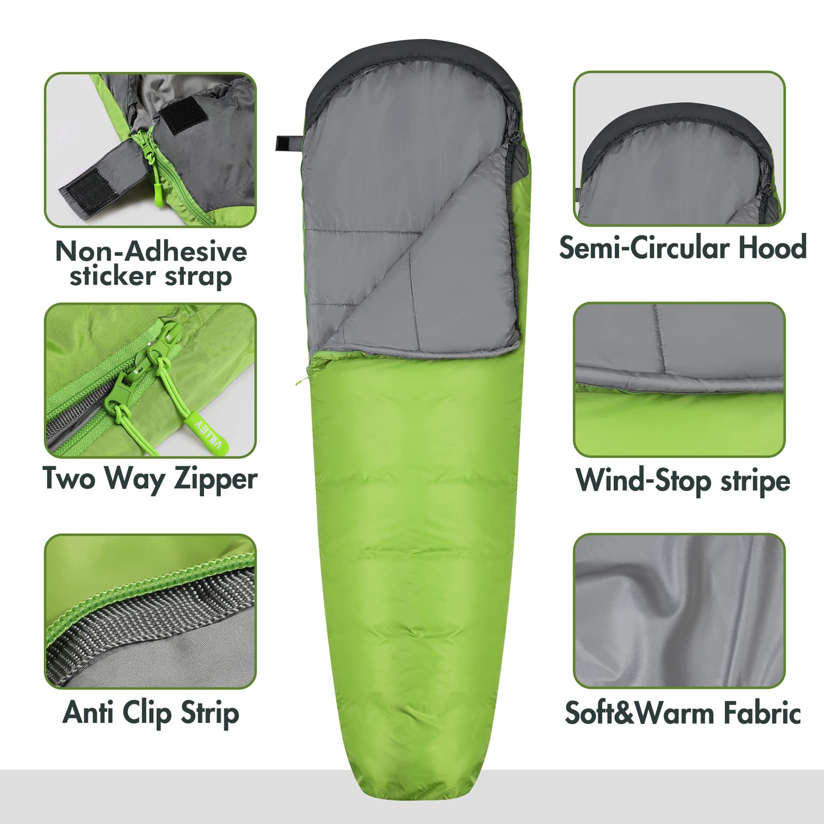 Mummy Sleeping Bag 3 Season Lightweight Compact for Backpacking Hiking Camping