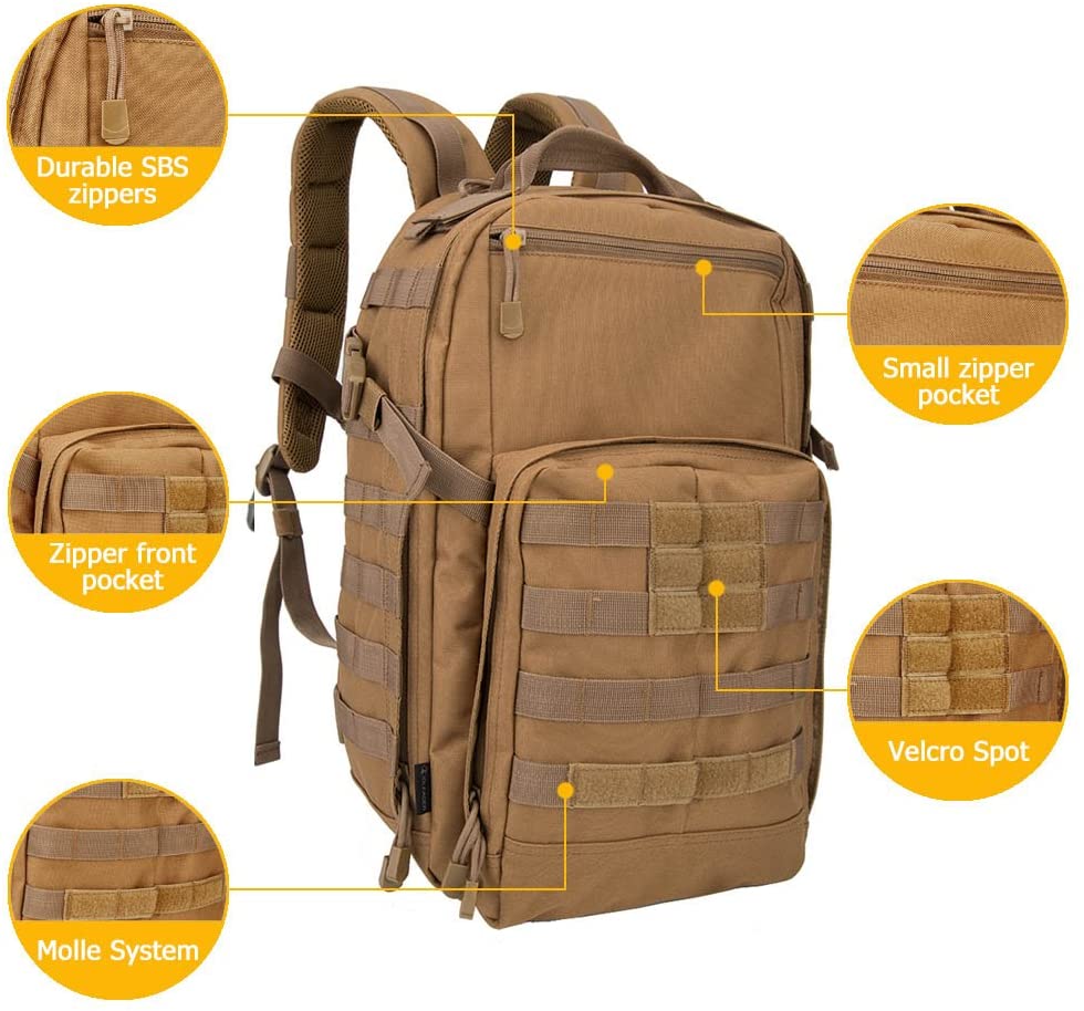 Tactical Backpack Military Molle Assault Pack 30L Outdoor Hiking Camping Bug Out Bag