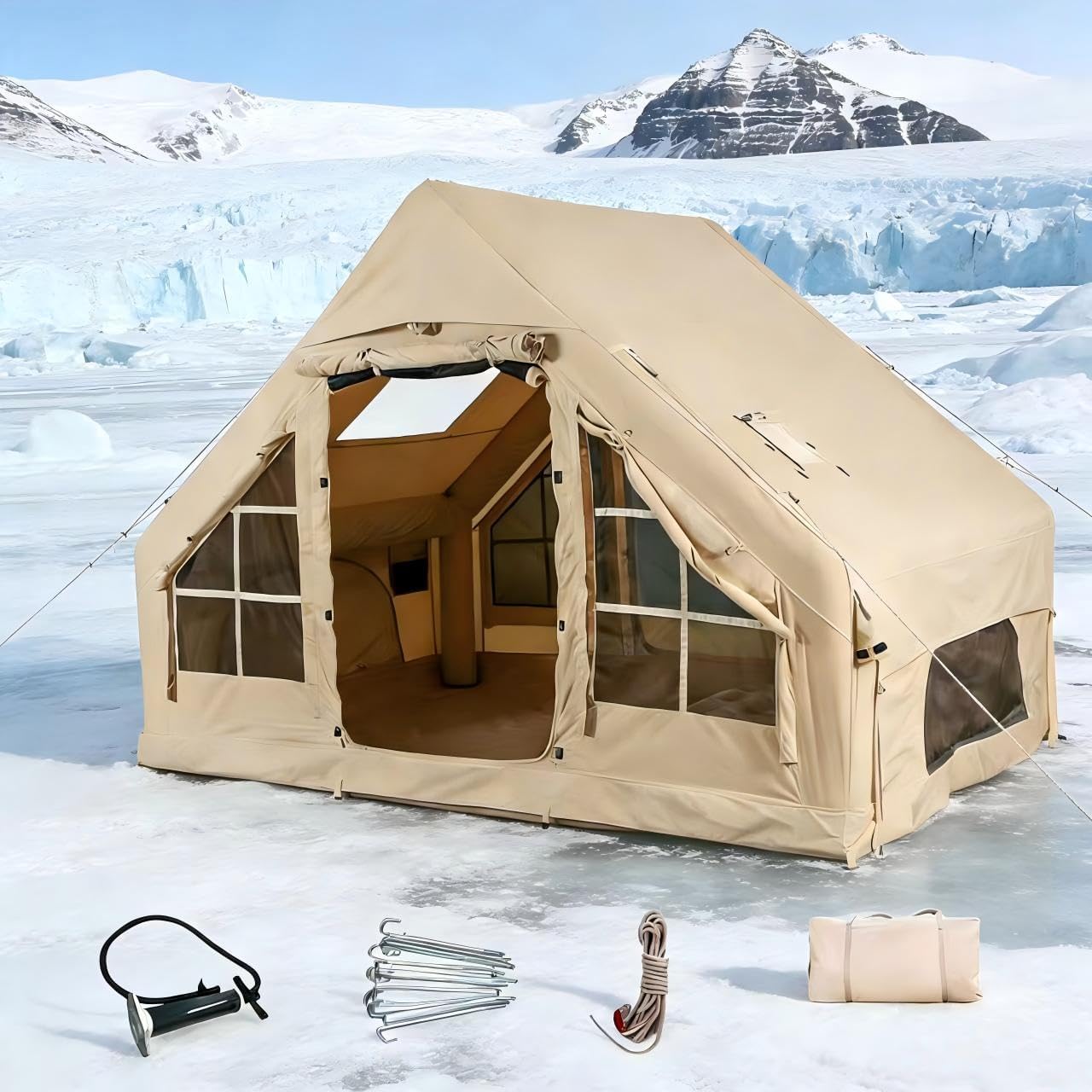 Inflatable Camping Tent 4-6 Person Air Tent Waterproof Quick Setup Outdoor Family Tent