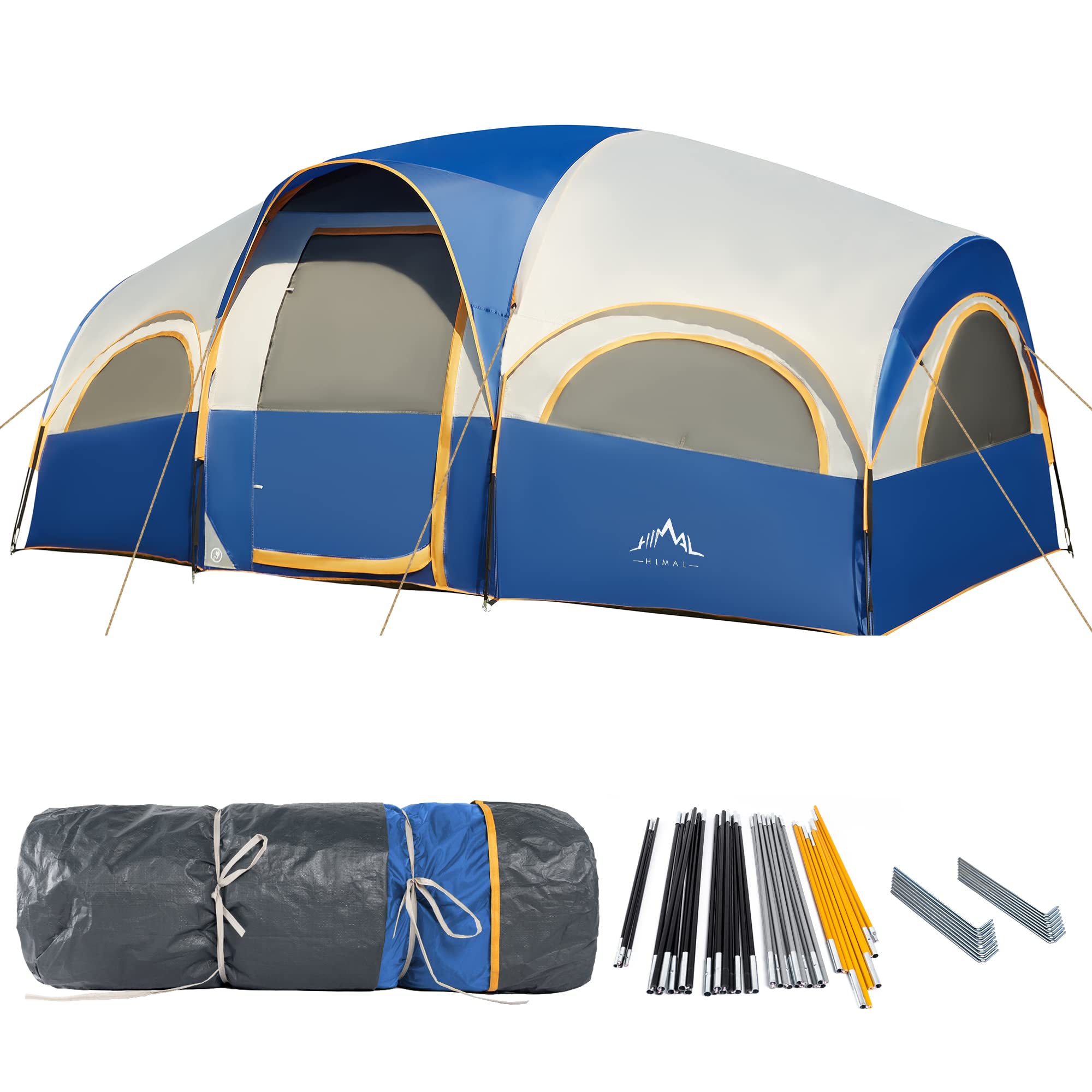 Large Family Tunnel Tent 5-8 Person Waterproof Windproof Outdoor Camping Tent with Porch