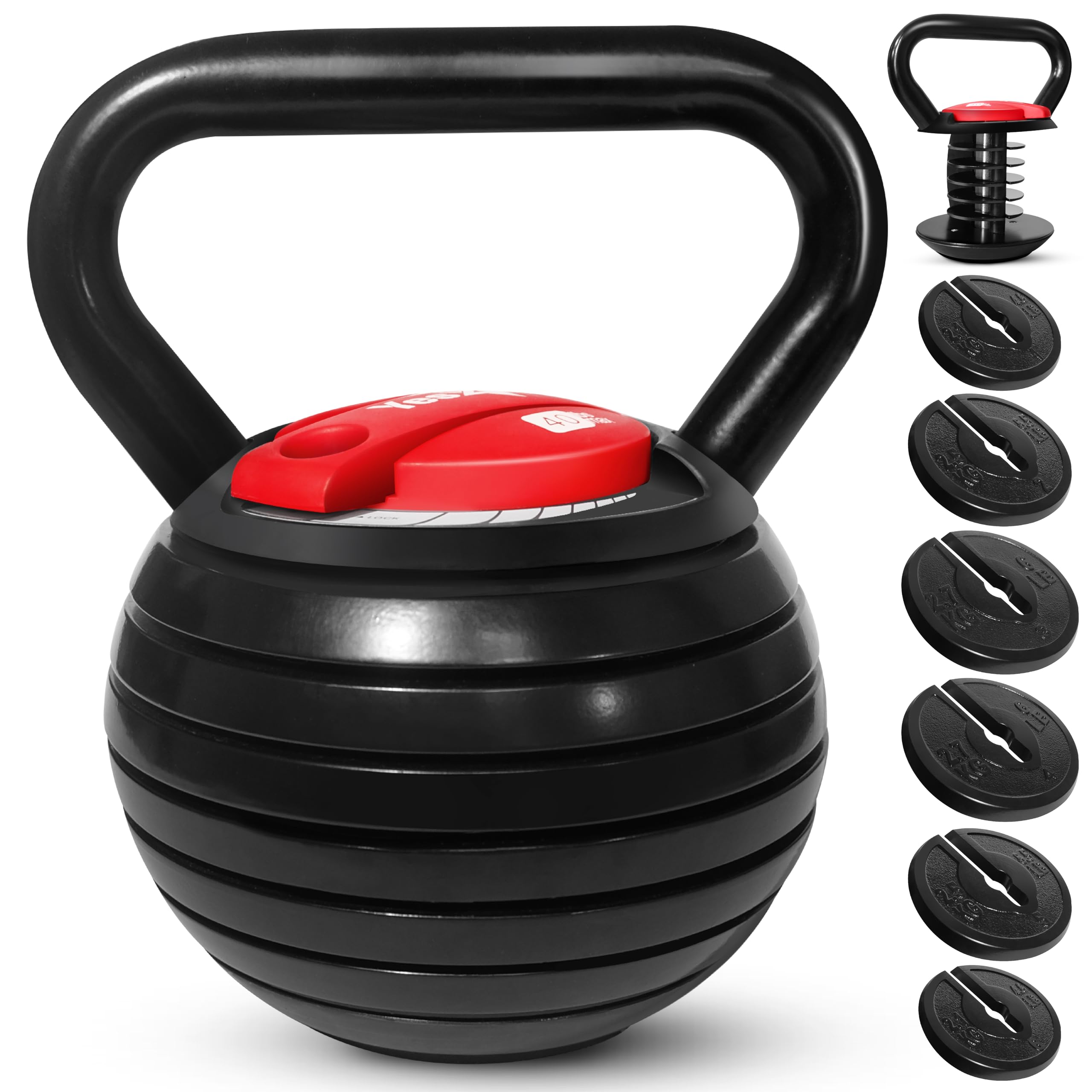 Adjustable Kettlebell Cast Iron Kettlebell Set 4kg to 20kg Home Gym Equipment