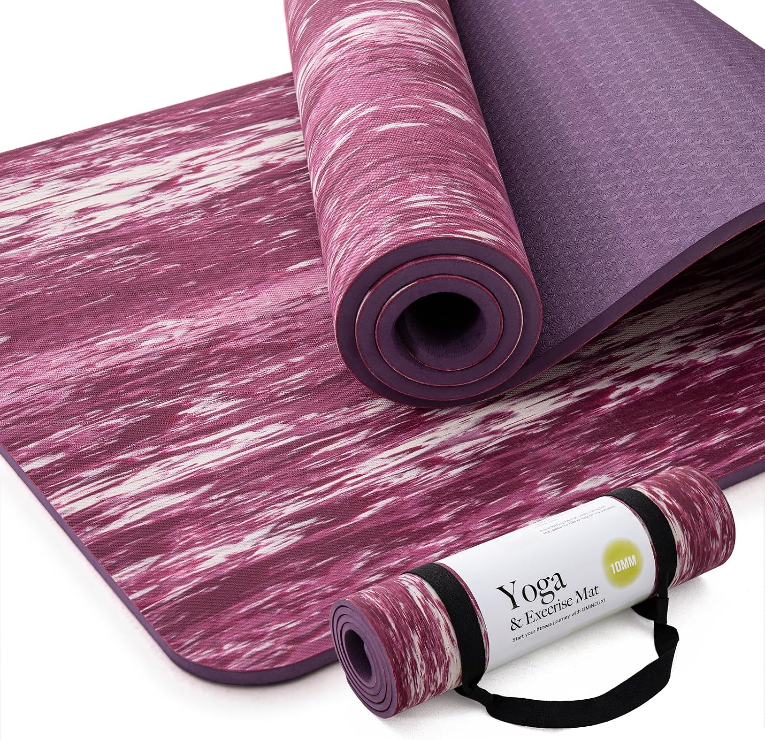 Yoga Mat Extra Thick TPE Exercise Mat Non Slip Yoga Pilates Home Fitness