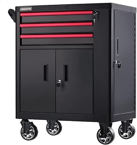 WOKIN Tool Chest 3 Drawer Rolling Tool Cabinet Garage Storage Organizer