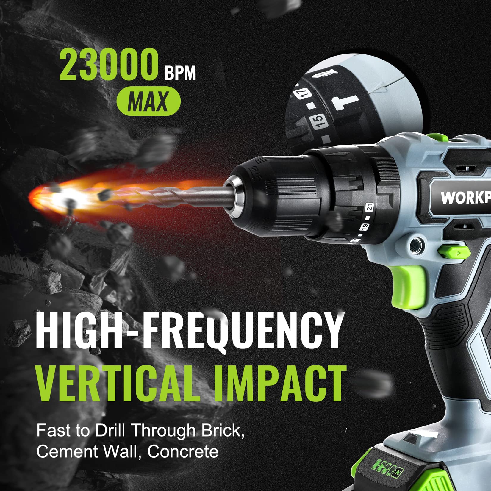 VORTEX 20V Lithium Ion Cordless Tool Set Brushless Motor Impact Driver Drill Kit