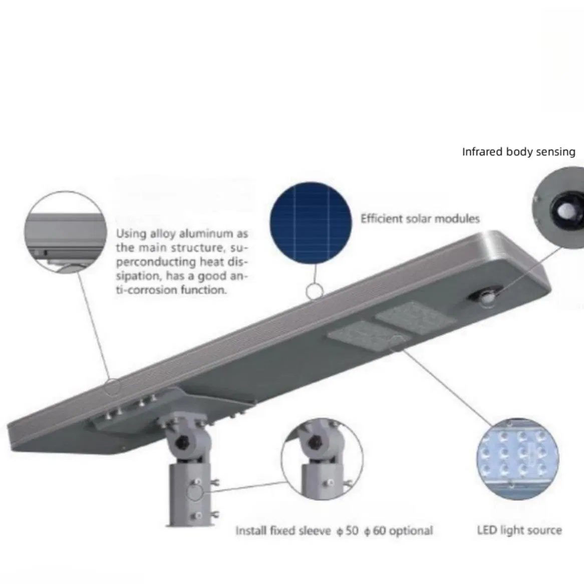80W Smart Solar Street Light Motion Sensor Dimming
