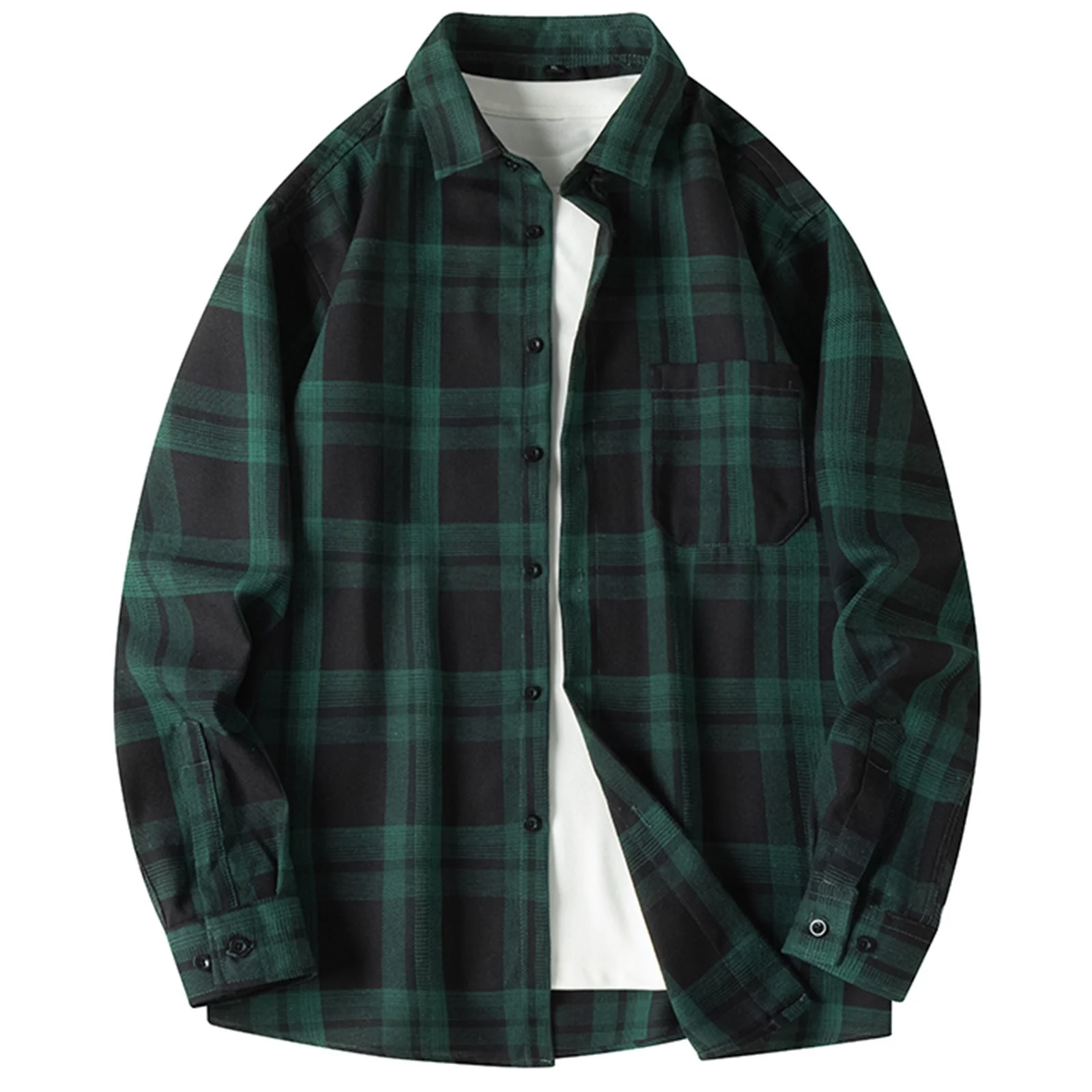 Men's Casual Shirt Long Sleeve Cotton Flannel