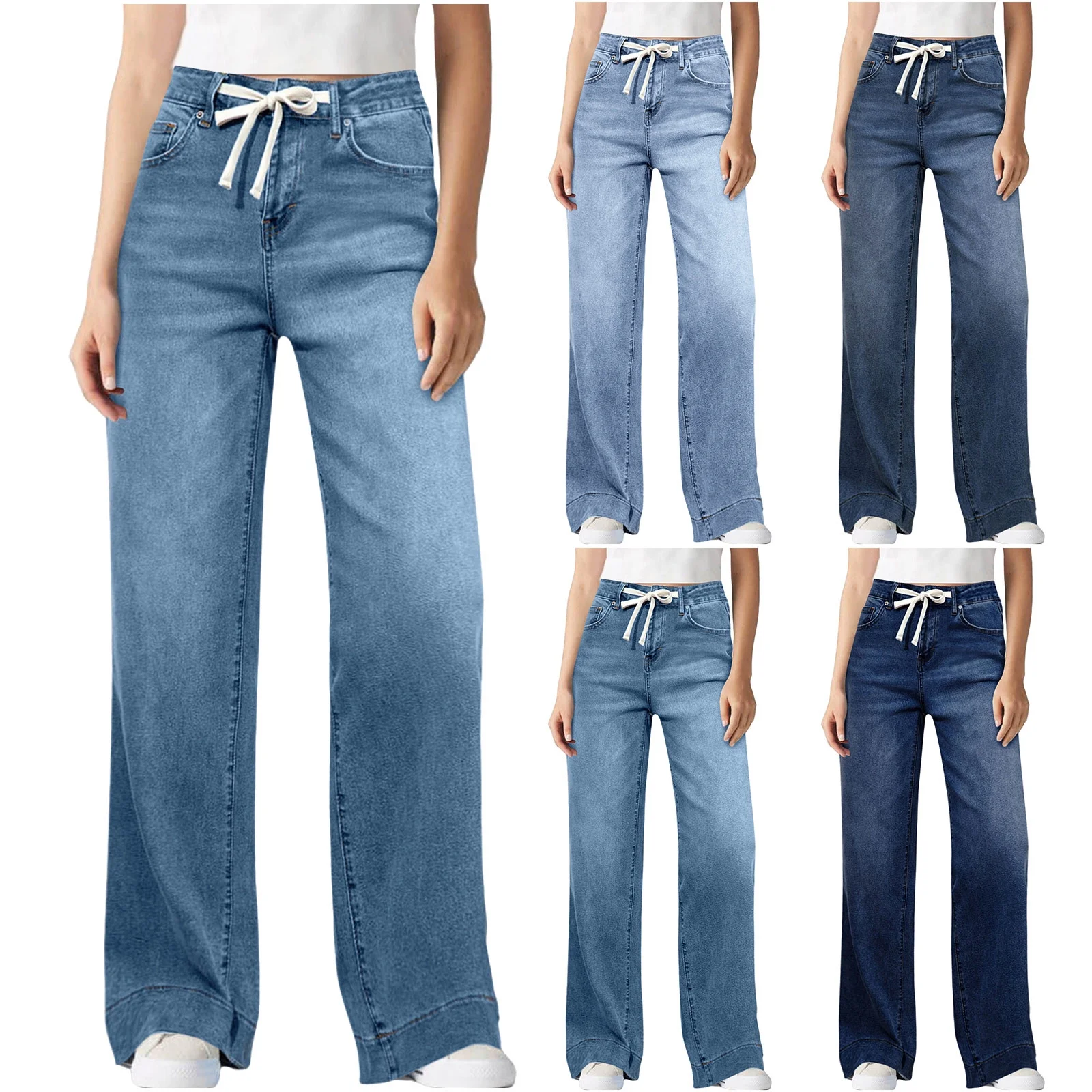 Women's Wide Leg Jeans Loose Denim Trousers