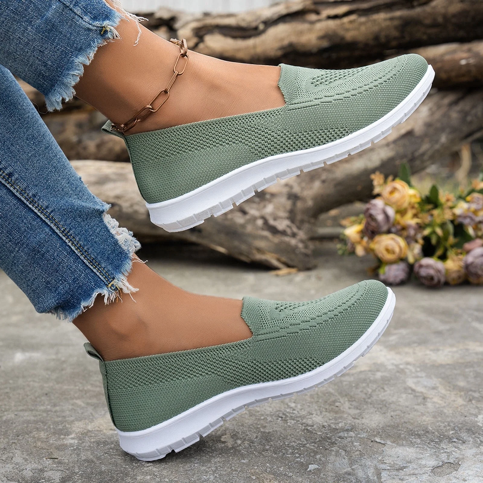 Women's Knit Shoes Slip On Loafers