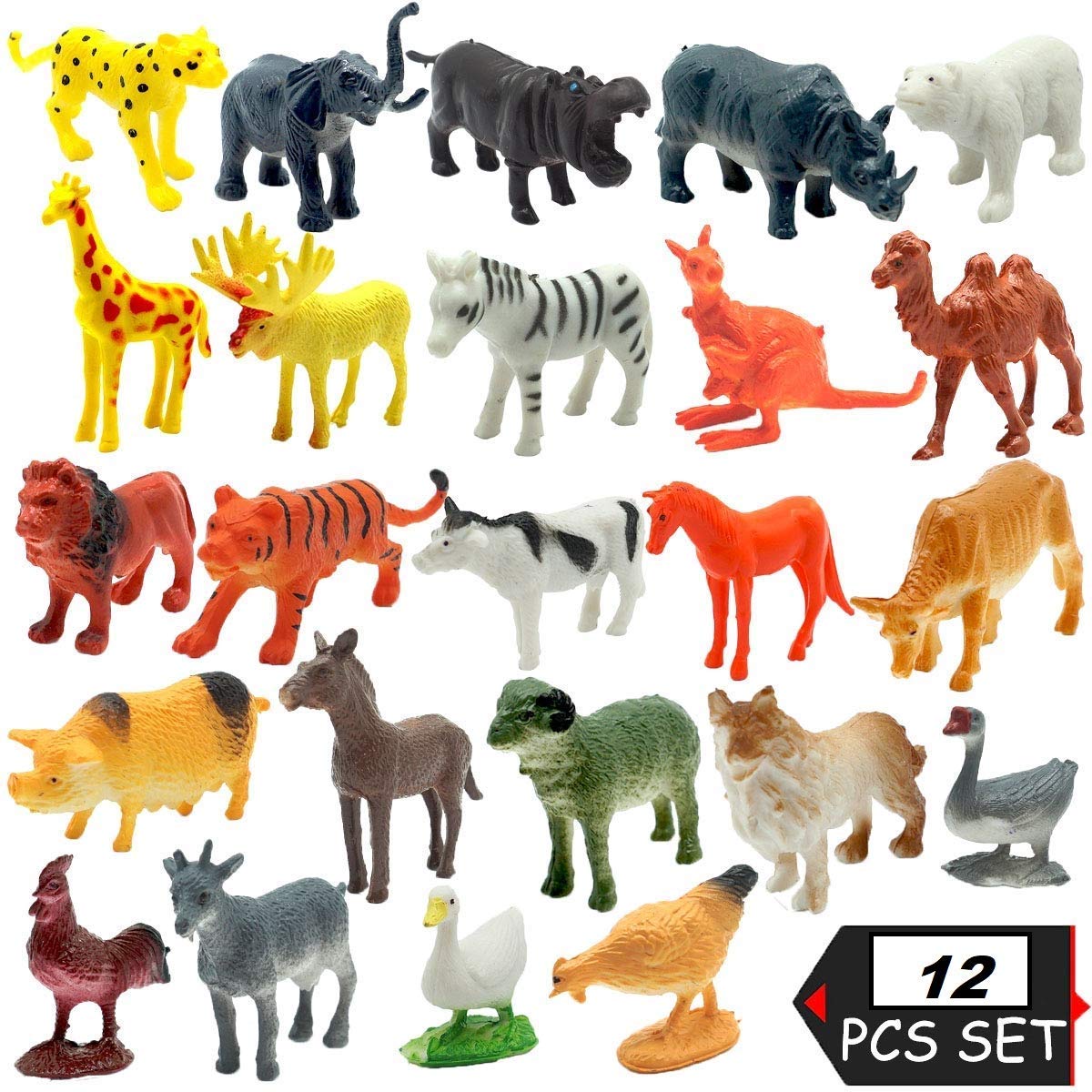 Miniature Cartoon Animal Figure Set