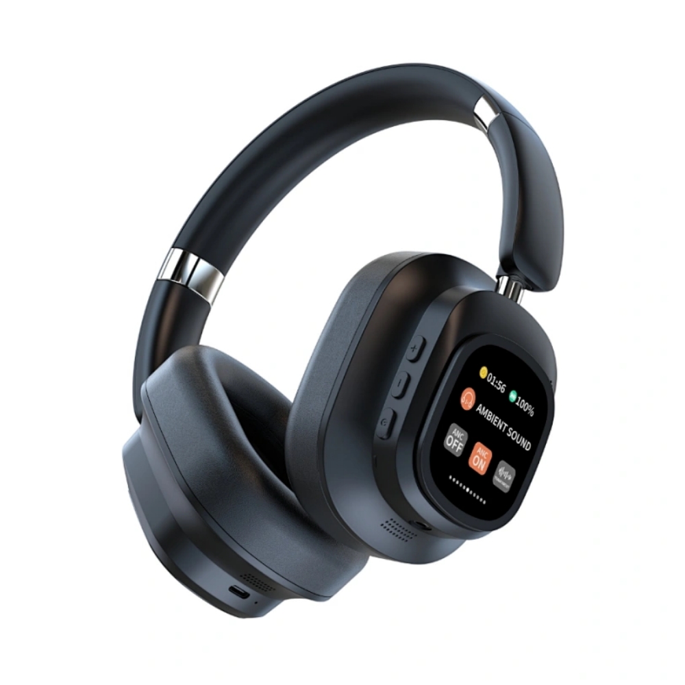 Hybrid ANC Bluetooth Headphones with Smart Screen